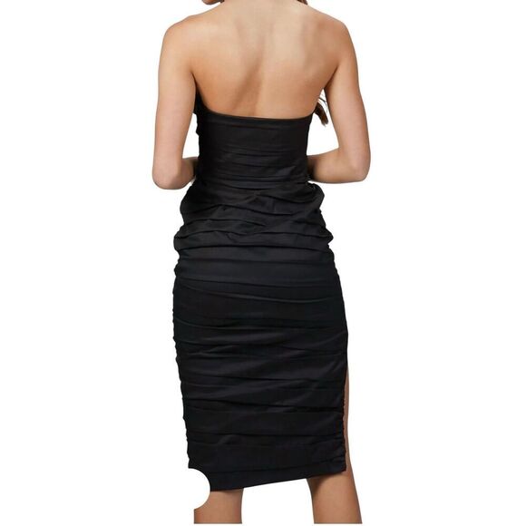 ZEYNEP ARCAY Strapless Ruched Midi Dress In Black NWT Size US 8 - Picture 4 of 9